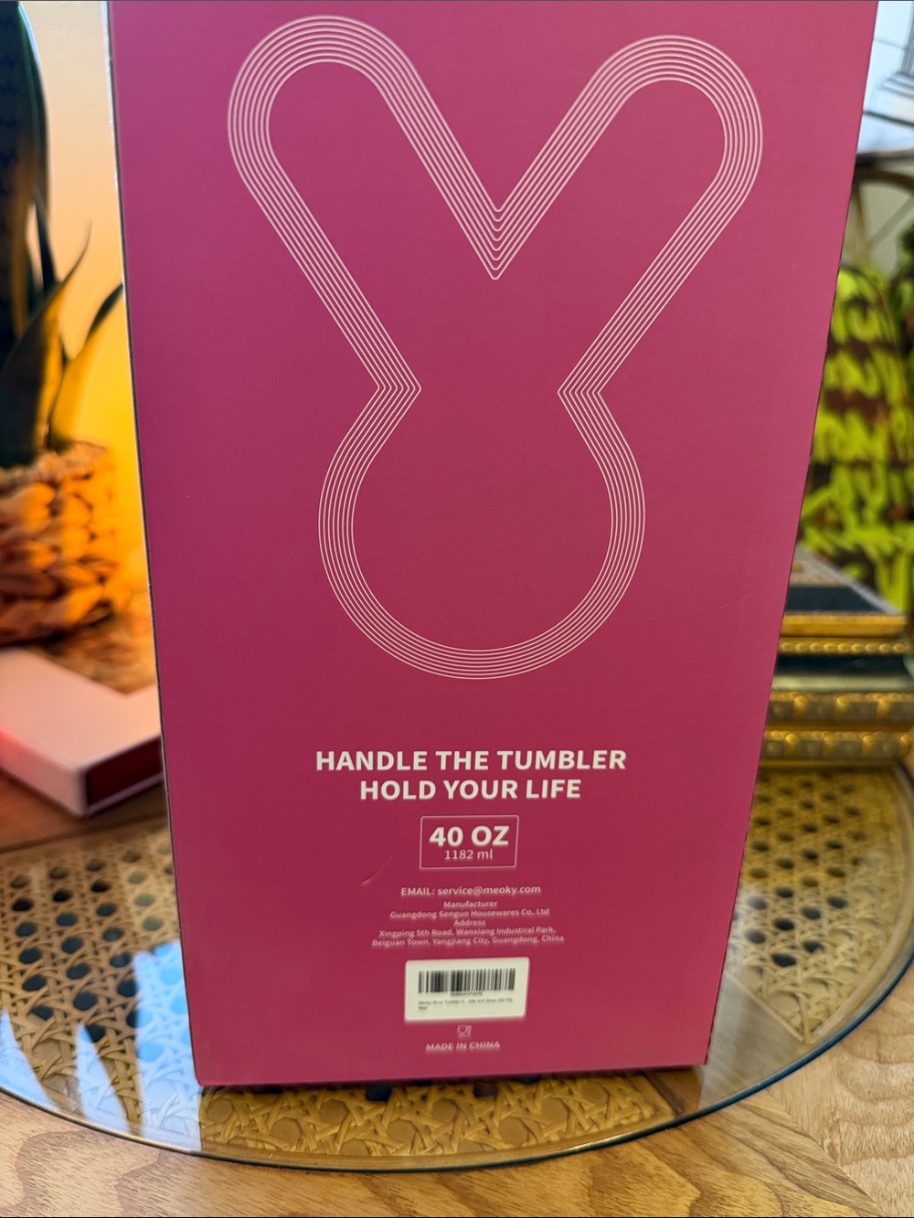 Pink Snake-Print Insulated Travel Mug with Handle - Picture 2 of 5